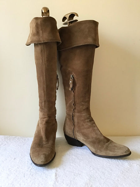 C-DOUX TAN SUEDE KNEE KIGH BOOTS SIZE 2.5/35