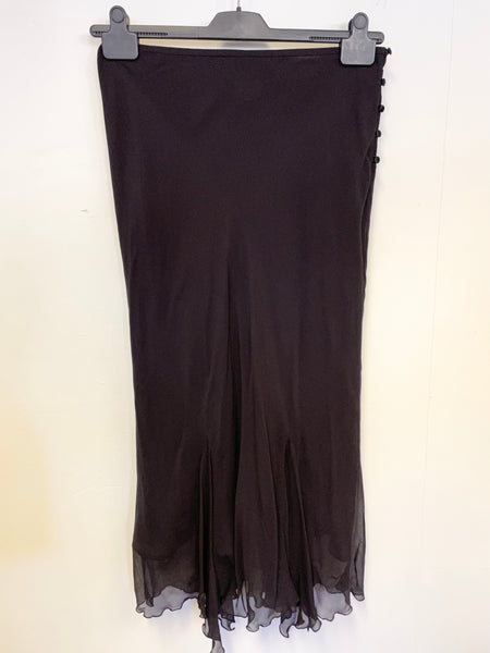 PHASE EIGHT BLACK 100% SILK BIAS CUT SKIRT SIZE 12