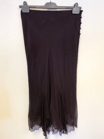 PHASE EIGHT BLACK 100% SILK BIAS CUT SKIRT SIZE 12