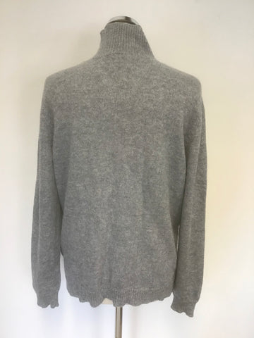 PERUVIAN CONNECTION GREY 100% ROYAL ALPACA LONG SLEEVE CARDIGAN SIZE L