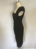 Brand New LK Bennett Black Tina Pleated Crepe Pencil Dress Size 12