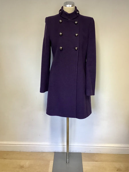 HOBBS PURPLE MILITARY STYLE DOUBLE BREASTED COAT SIZE 12