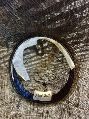 BRAND NEW MADDOX NAVY BLUE & NATURAL TRIM WIDE BRIM FORMAL HAT