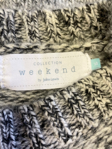JOHN LEWIS WEEKEND COLLECTION BLACK & WHITE WEAVE 100% DONEGAL CASHMERE JUMPER SIZE 14