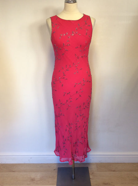 HOBBS PINK BEADED SILK SPECIAL OCCASION DRESS SIZE 10
