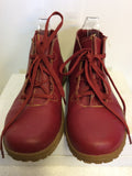 BRAND NEW COTTON TRADERS RED LACE UP LEATHER BOOTS SIZE 5/38