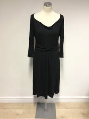LK BENNETT BLACK STRETCH JERSEY SCOOP NECKLINE DRESS SIZE 16