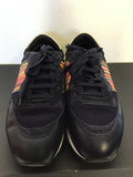 PAUL SMITH NAVY BLUE SUEDE & LEATHER MULTI COLOURED STRIPE TRAINERS SIZE 6/39