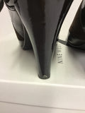 NINE WEST BROWN SUEDE & PATENT LEATHER MARY JANE HEELS SIZE 6.5/39.5