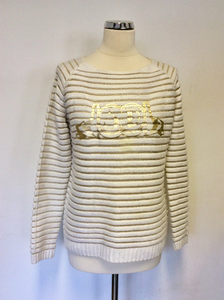 SPORTALM KITZBUHEL WHITE & GOLD JUMPER SIZE 8