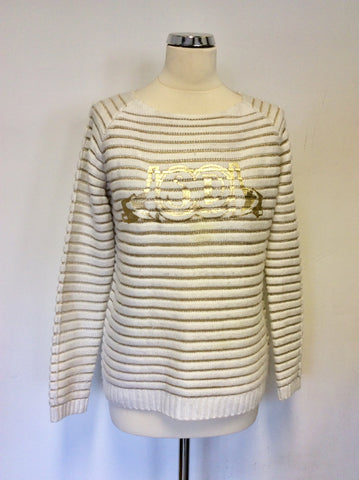SPORTALM KITZBUHEL WHITE & GOLD JUMPER SIZE 8