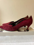 GINA DEEP RED SUEDE CUT AWAY TOP SPECIAL OCCASION HEELS SIZE 7/40