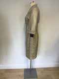 BRAND NEW MASCARA PALE GOLD & LACE PENCIL DRESS & BOLERO JACKET SIZE 12