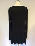 ISABEL DE PEDRO BLACK SILK FRONT WITH FACE PRINT STRETCH JERSEY LONG TOP SIZE 16