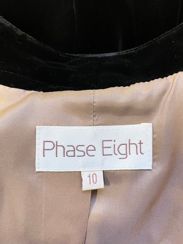 PHASE EIGHT BLACK VELOUR TIE FRONT SPECIAL OCCASION / EVENING COAT SIZE 10