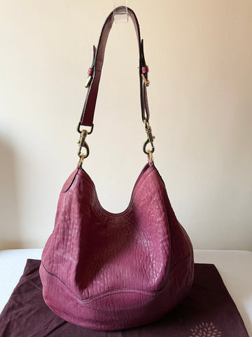 MULBERRY DEEP PINK LARGE LEATHER GRETA HOBO SHOULDER BAG