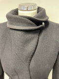 REISS CASPER BLACK WOOL BLEND COLLARED FITTED BELTED JACKET SIZE S