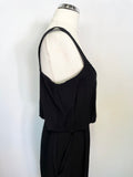 WHISTLES BLACK STRAP LAYERED TOP WIDE LEG JUMPSUIT SIZE 10