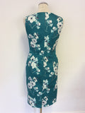 HOBBS EMERALD GREEN & WHITE FLORAL PRINT COTTON PENCIL DRESS SIZE 10
