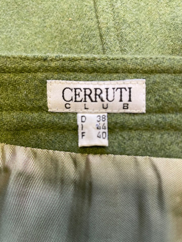 CERRUTI CLUB GREEN 100% WOOL FLORAL EMBROIDERED FRONT A-LINE SKIRT SIZE 12
