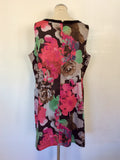 MONSOON MULTI COLOURED FLORAL PRINT EMBELLISHED SHIFT DRESS SIZE 20