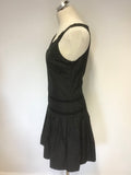 WHISTLES BLACK SLEEVELESS DROP WAIST FIT & FLARE DRESS SIZE 10