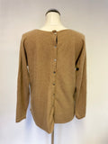 BODEN CAMEL 100% CASHMERE BUTTON BACK JUMPER SIZE 14