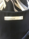 KAREN MILLEN BLACK & SILVER EMBROIDERED SLEEVELESS FIT &  FLARE DRESS SIZE 12