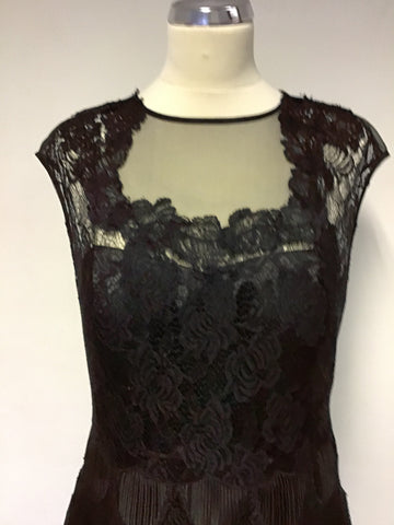 TED BAKER LANGLEY QUETIAA BLACK LACE TRIM COCKTAIL DRESS SIZE 4 UK 14