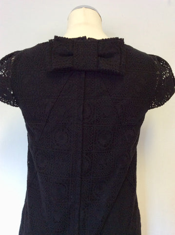 JESIRE BLACK LACE CAP SLEEVE REAR BOW TRIM DRESS SIZE 8