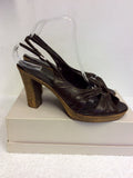 MODA IN PELLE DARK BROWN LEATHER HEELED SANDALS SIZE 7/40