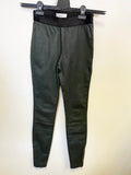 REISS CARRIE OLIVE GREEN LAMBS LEATHER SKINNY LEG ANKLE ZIPPED LEGGINGS SIZE 4
