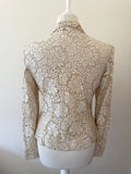 PHASE EIGHT GOLD LACE & BEADED SPECIAL OCCASION LONG SLEEVE TOP SIZE 14