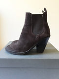 ALL SAINTS EVERING DARK CHOCOLATE BROWN SUEDE CHELSEA BOOTS SIZE 3/36