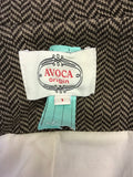 AVOCA ORIGIN BROWN HERRINGBONE WOOL BLEND JACKET SIZE 1 UK 8/10
