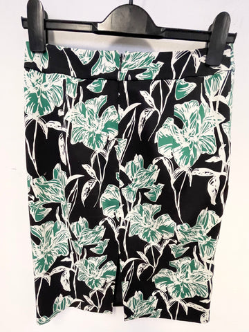 HOBBS INVITATION EMERALD GREEN FLORAL PRINT PENCIL SKIRT SIZE 8