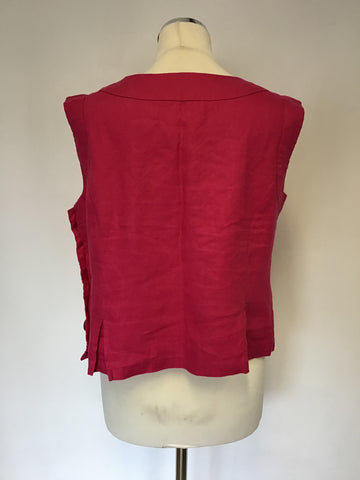 HOBBS FUCHSIA PINK LINEN SLEEVELESS YACHT TOP SIZE 12