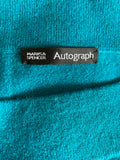 MARKS & SPENCER AUTOGRAPH 100% CASHMERE PETROL BLUE BOAT NECK JUMPER SIZE 12