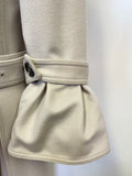 BURBERRY BEIGE WOOL & CASHMERE BLEND BELTED BELL CUFF COAT SIZE 8