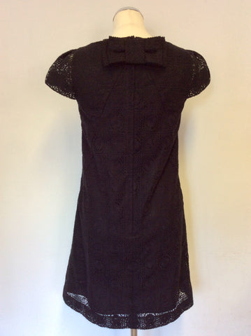 JESIRE BLACK LACE CAP SLEEVE REAR BOW TRIM DRESS SIZE 8