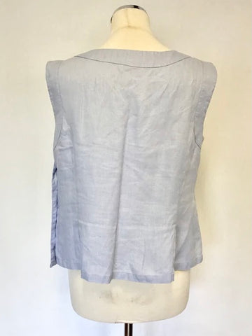 HOBBS PALE BLUE LINEN SLEEVELESS YACHT TOP SIZE 12