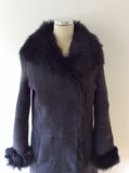 JOSEPH SLATE FUR LINED LAMBSKIN COAT SIZE 40 UK 12