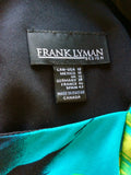 FRANK LYMAN TURQOUISE & GREEN TROPICAL PRINT PENCIL DRESS SIZE 12