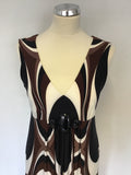 BRAND NEW PHASE EIGHT BLACK,WHITE & BROWN PRINT MAXI DRESS SIZE 14