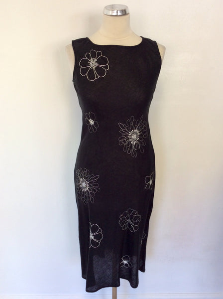 HOBBS BLACK & WHITE EMBROIDERED FLORAL DESIGN DRESS SIZE 8
