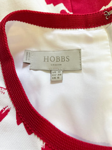 HOBBS WHITE & RED FLORAL PRINT SLEEVELESS COTTON PENCIL DRESS SIZE 10