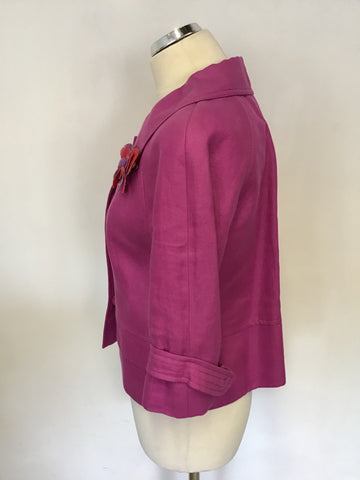 HOBBS PINK LINEN JACKET & SKIRT SUIT SIZE 10