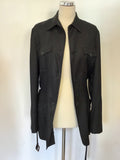 RALPH LAUREN BLACK SILK BELTED JACKET SIZE L