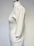 NOUGAT IVORY LINEN BRAID EMBELLISHED CARDIGAN SIZE 1 UK 8/10