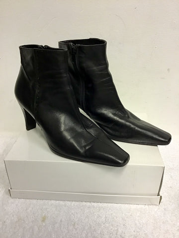 FOLIO BLACK LEATHER ANKLE BOOTS SIZE 5/38